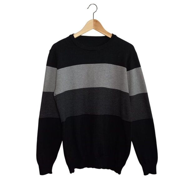 Men’s Black & Gray Colorblock Sweater – Size M - Picture 1 of 7